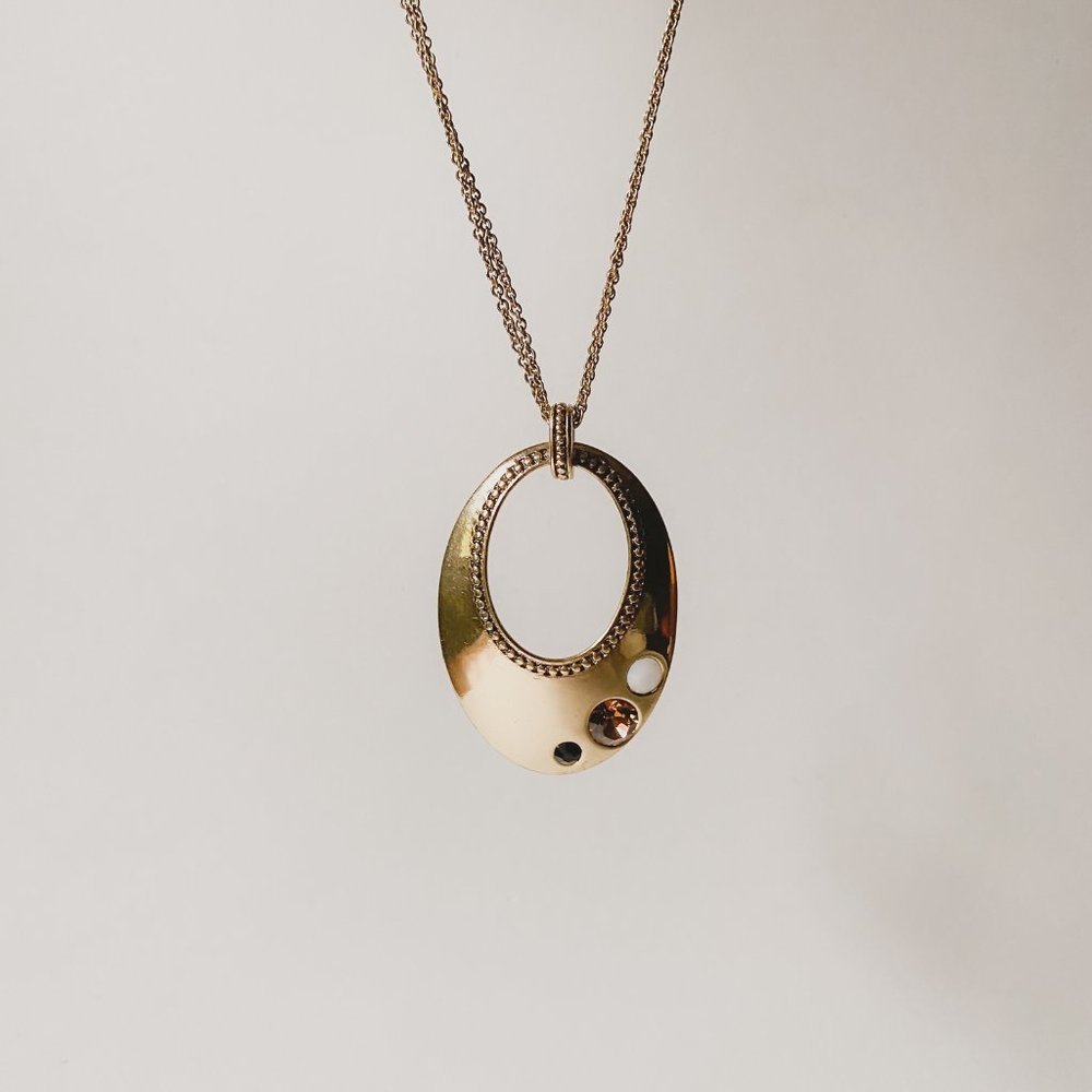 Lia Sophia Gold Rhinestone Hoop Chain Necklace